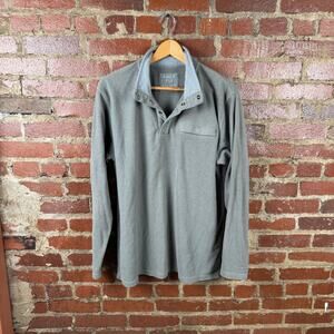 Free Fly Sweatshirt Mens Large Gray Bamboo Fleece Snap Collar Pullover Pocket